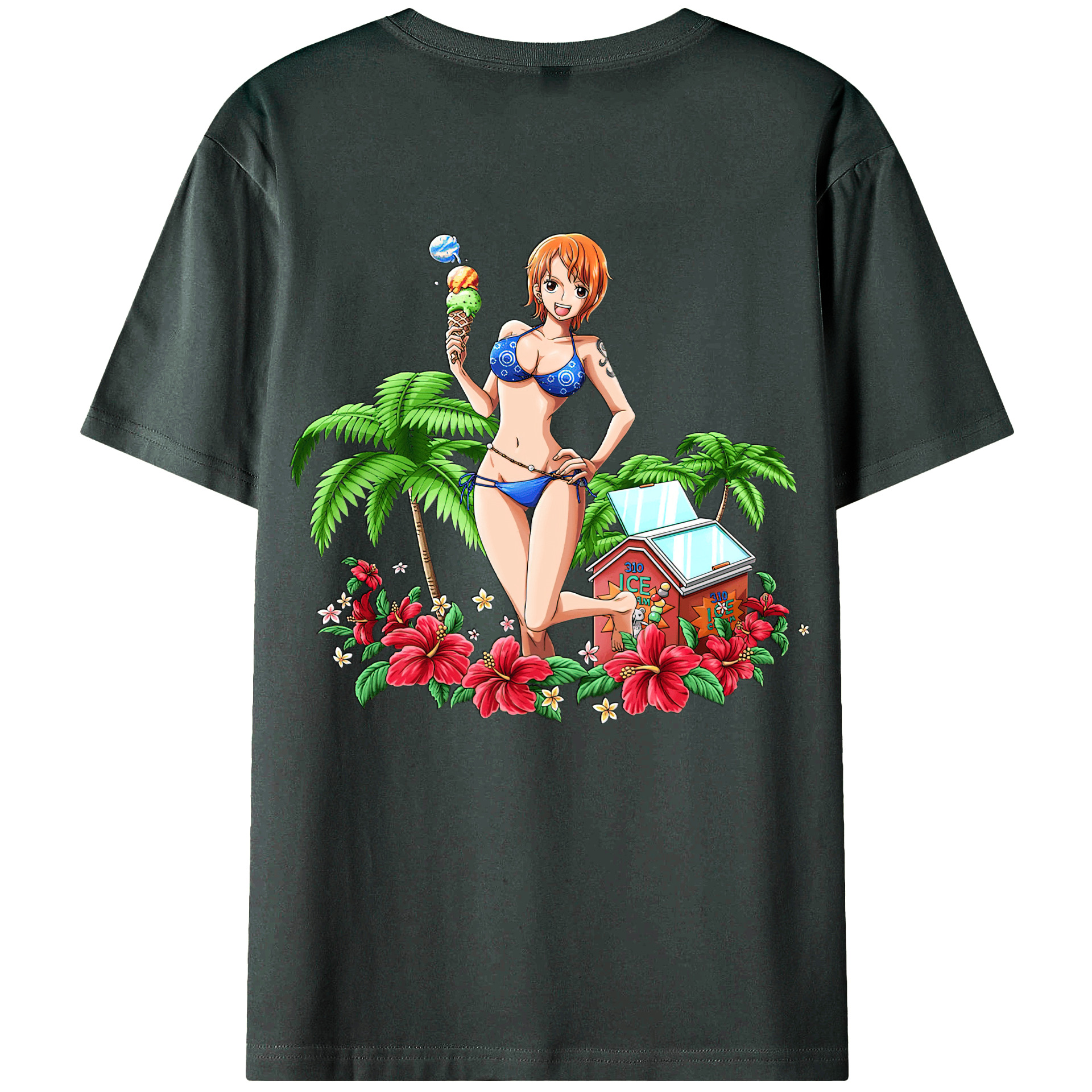 （画像用） ワンピース ナミ ONE PIECE Nami 綿100％ メンズ半袖Tシャツ（バックプリント） 通気性